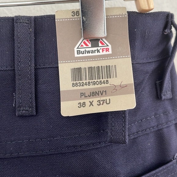 BULWARK Men's Flame Resistant Dungaree Pants Size 36x37 in Navy - Picture 6 of 7